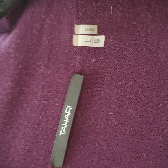 Tahari Purple Ruffled Longline Cardigan - Picture 3 of 8